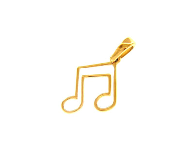 18K YELLOW GOLD PENDANT SMALL MUSICAL NOTE 11mm 0.43