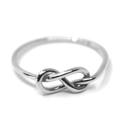 18k white gold infinite central ring, infinity, smooth, bright, knot diam. 5mm.