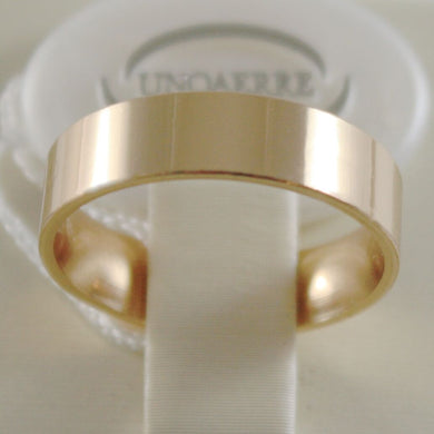 18K YELLOW GOLD WEDDING BAND UNOAERRE SQUARE RING MARRIAGE 5 MM, MADE IN ITALY.