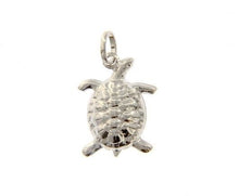 Load image into Gallery viewer, 18k white gold rounded turtle tortoise pendant charm 23 mm smooth made in Italy.
