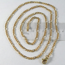 Load image into Gallery viewer, 18K YELLOW GOLD FIGARO CHAIN 2 MM WIDTH 24 INCH LENGTH ALTERNATE NECKLACE MADE IN ITALY.
