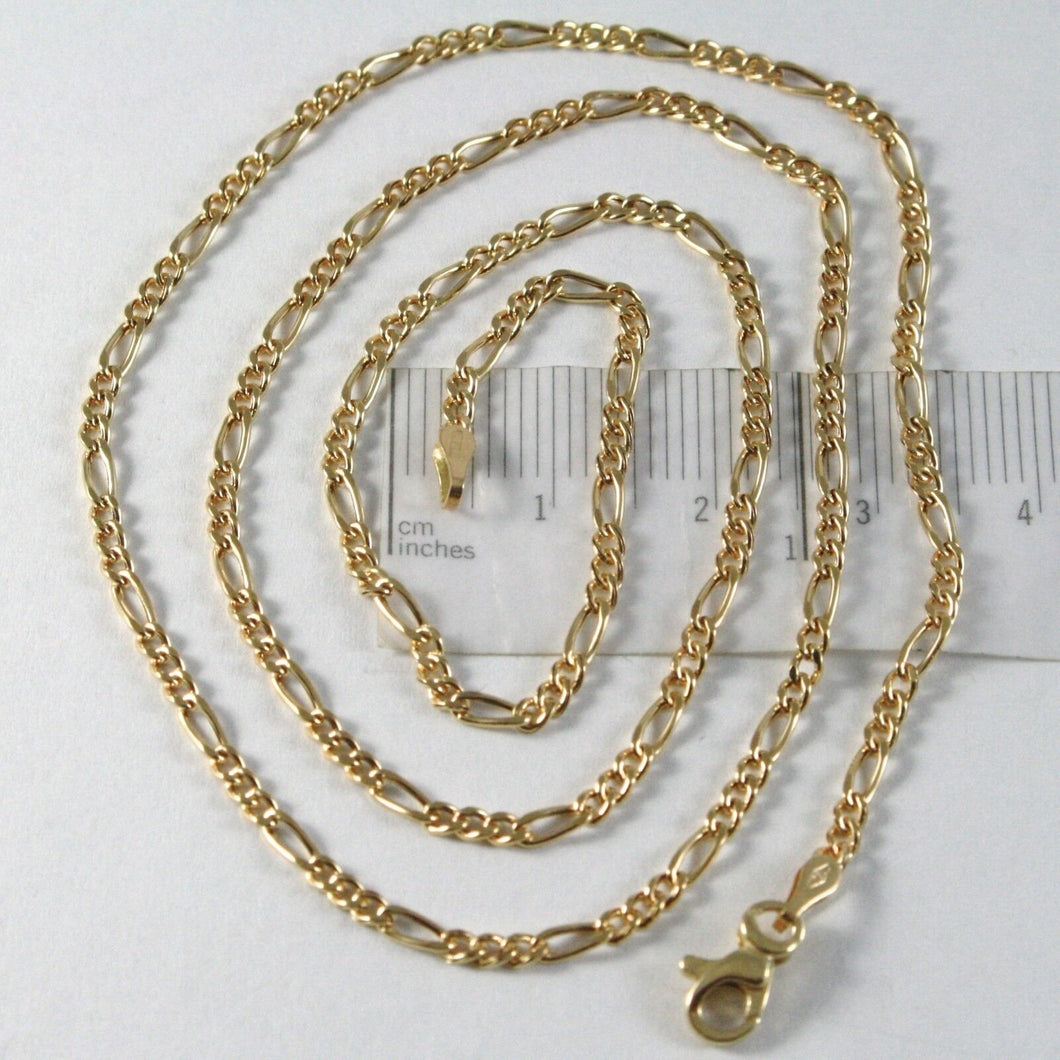 18K YELLOW GOLD FIGARO CHAIN 2 MM WIDTH 24 INCH LENGTH ALTERNATE NECKLACE MADE IN ITALY.