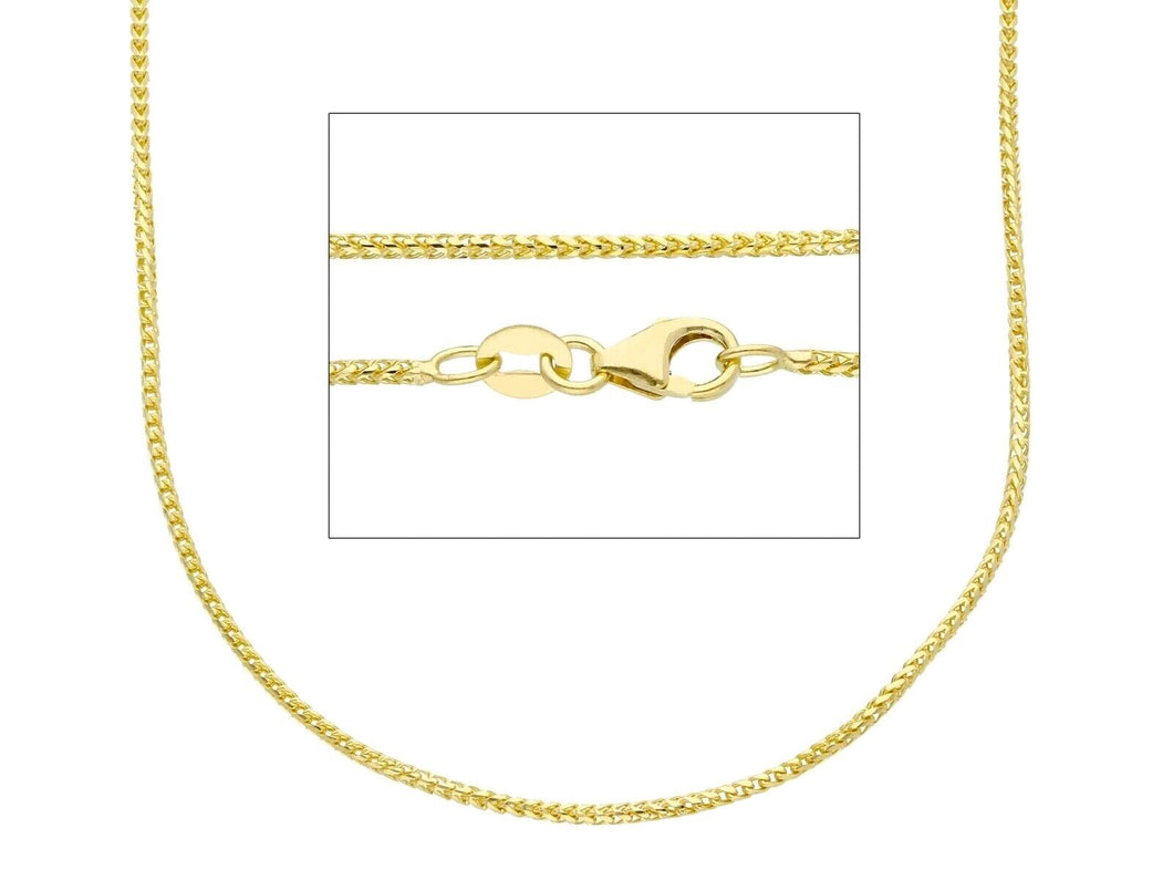 18K YELLOW GOLD CHAIN 1.2mm SQUARE FRANCO LINK, 18 INCHES, 45cm MADE IN ITALY.