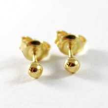 Load image into Gallery viewer, 18k yellow gold earrings with mini ball balls spheres sphere 3 mm made in Italy
