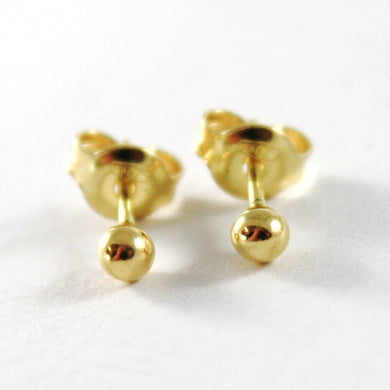 18k yellow gold earrings with mini ball balls spheres sphere 3 mm made in Italy.