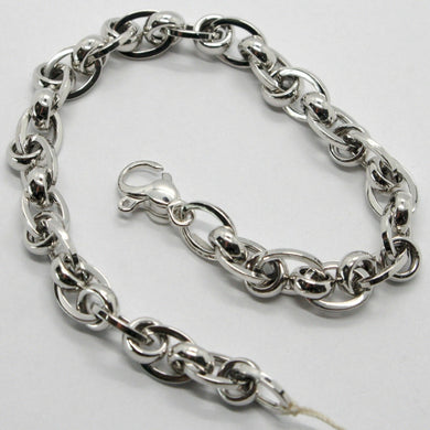 18k white gold bracelet alternate finely worked twisted braided oval rolo link.