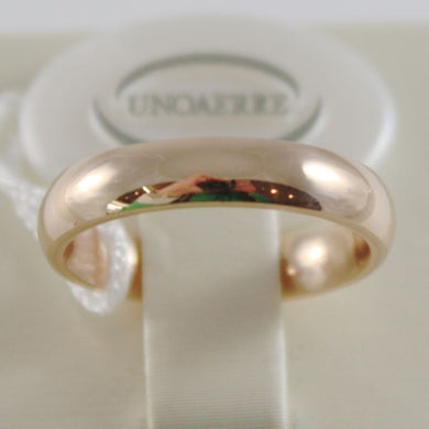 18K YELLOW GOLD WEDDING BAND UNOAERRE COMFORT RING MARRIAGE 4 MM, MADE IN ITALY.