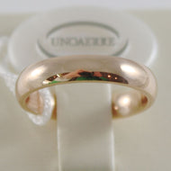18K YELLOW GOLD WEDDING BAND UNOAERRE COMFORT RING MARRIAGE 4 MM, MADE IN ITALY.