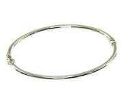18K WHITE GOLD BRACELET RIGID BANGLE, 2.8mm ROUNDED TUBE SMOOTH, SAFETY CLOSURE.