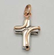 18k white and pink rose gold cross stylized very luster made in italy 1 inches.