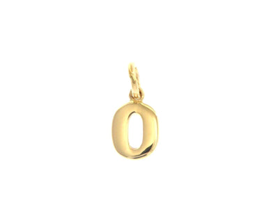 18k yellow gold number 0 zero small pendant charm, 0.4