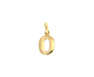 18k yellow gold number 0 zero small pendant charm, 0.4