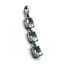 Load image into Gallery viewer, solid 18k white gold triple oval natural aquamarine carats 2.10, 29mm pendant.
