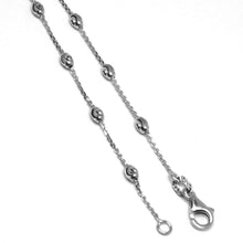 Load image into Gallery viewer, 18k white gold rolo alternate bracelet 3mm worked faceted oval balls 7.1&quot;
