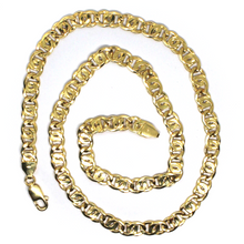 Load image into Gallery viewer, 18k yellow gold chain tiger eye infinity flat big links 8 mm, length 20&quot;, 50cm.
