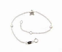 Load image into Gallery viewer, 18k white gold bracelet for kids with star and cubic zirconia made in Italy.
