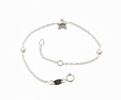 18k white gold bracelet for kids with star and cubic zirconia made in Italy.