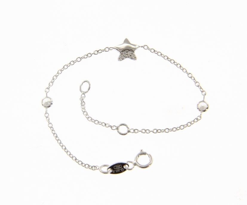 18k white gold bracelet for kids with star and cubic zirconia made in Italy.