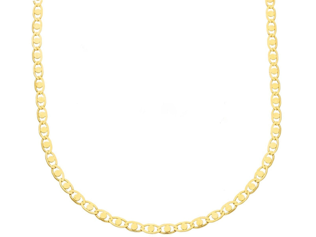 18K YELLOW GOLD FLAT CHAIN NECKLACE 2.5mm SMALL EYES OVALS & CIRCLES, 24