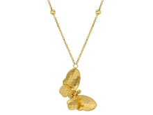 Load image into Gallery viewer, SOLID 18K YELLOW GOLD NECKLACE FINELY WORKED 22mm BUTTERFLY PENDANT, ROLO CHAIN.
