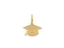 Load image into Gallery viewer, 18K YELLOW GOLD SMALL 9mm SQUARE ACADEMIC CAP GRADUATION HAT FLAT SATIN PENDANT.
