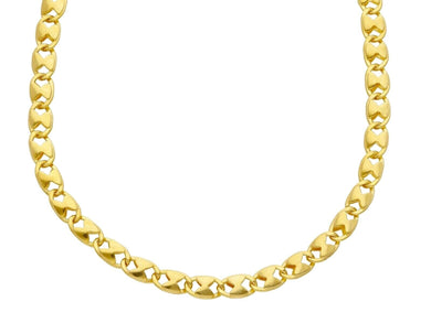 18K YELLOW GOLD CHAIN 4mm OVAL ROUNDED HOURGLASS LINK 60cm 24
