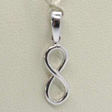 18k white gold pendant charm infinity infinite, made in italy 0.8 inches, 20 mm.