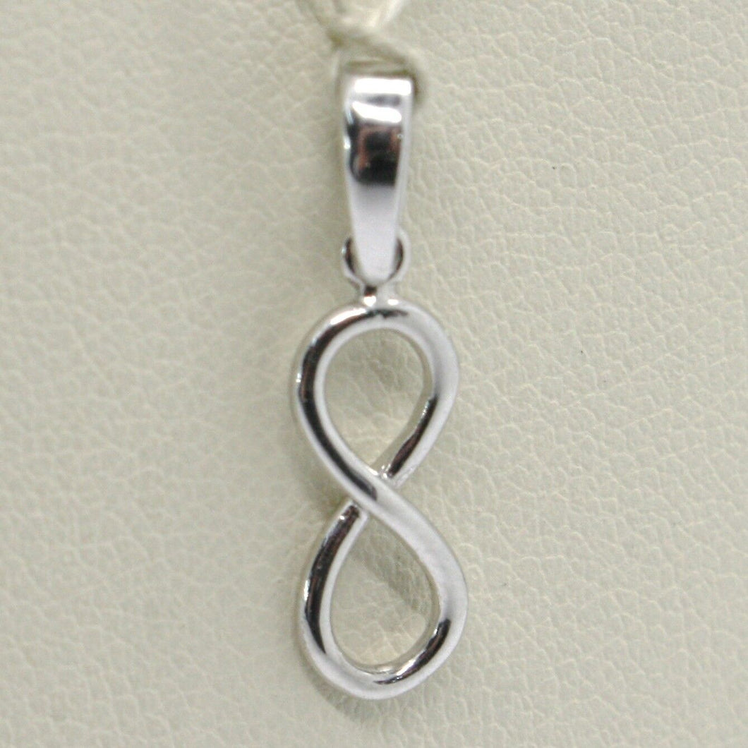 18k white gold pendant charm infinity infinite, made in italy 0.8 inches, 20 mm