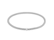 18k white gold elastic bracelet, basket popcorn tube width 3mm 0.12