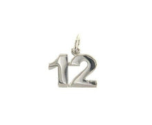 Load image into Gallery viewer, 18k white gold number 12 twelve small pendant charm, 0.4&quot;, 10mm
