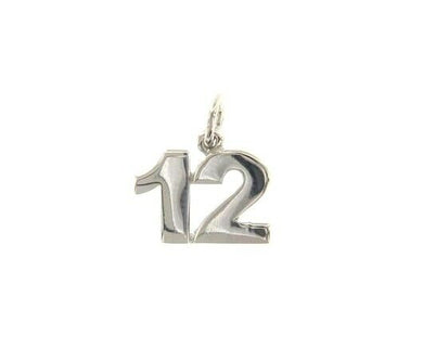 18k white gold number 12 twelve small pendant charm, 0.4