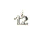 18k white gold number 12 twelve small pendant charm, 0.4