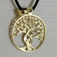 Load image into Gallery viewer, 18K YELLOW WHITE ROSE GOLD TREE OF LIFE PENDANT 17 MM .67 INCHES, MADE IN ITALY
