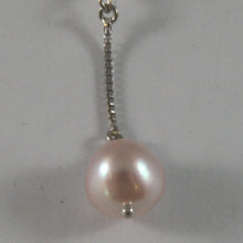 Load image into Gallery viewer, SOLID 18K WHITE GOLD EARRINGS, WITH PINK PEARL AND PINK QUARTZ,  MADE IN ITALY
