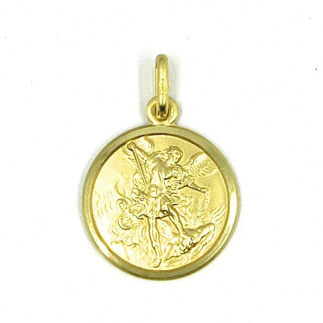 solid 18k yellow gold Saint Michael Archangel 15 mm very detailed medal, pendant