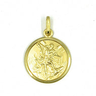 solid 18k yellow gold Saint Michael Archangel 15 mm very detailed medal, pendant.