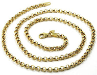 9K YELLOW GOLD CHAIN ROLO CIRCLE LINKS 3.5 MM THICKNESS, 20 INCHES, 50 CM.