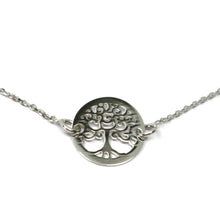 Load image into Gallery viewer, 18K WHITE GOLD BRACELET, MINI TREE OF LIFE CENTRAL DISC 10mm, ITALY MADE.

