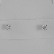 Load image into Gallery viewer, 18k white gold square 3 mm earrings diamond diamonds 0.19 ct, made in Italy
