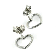Load image into Gallery viewer, 18k white gold button earrings, mini 10mm hearts, butterfly closure
