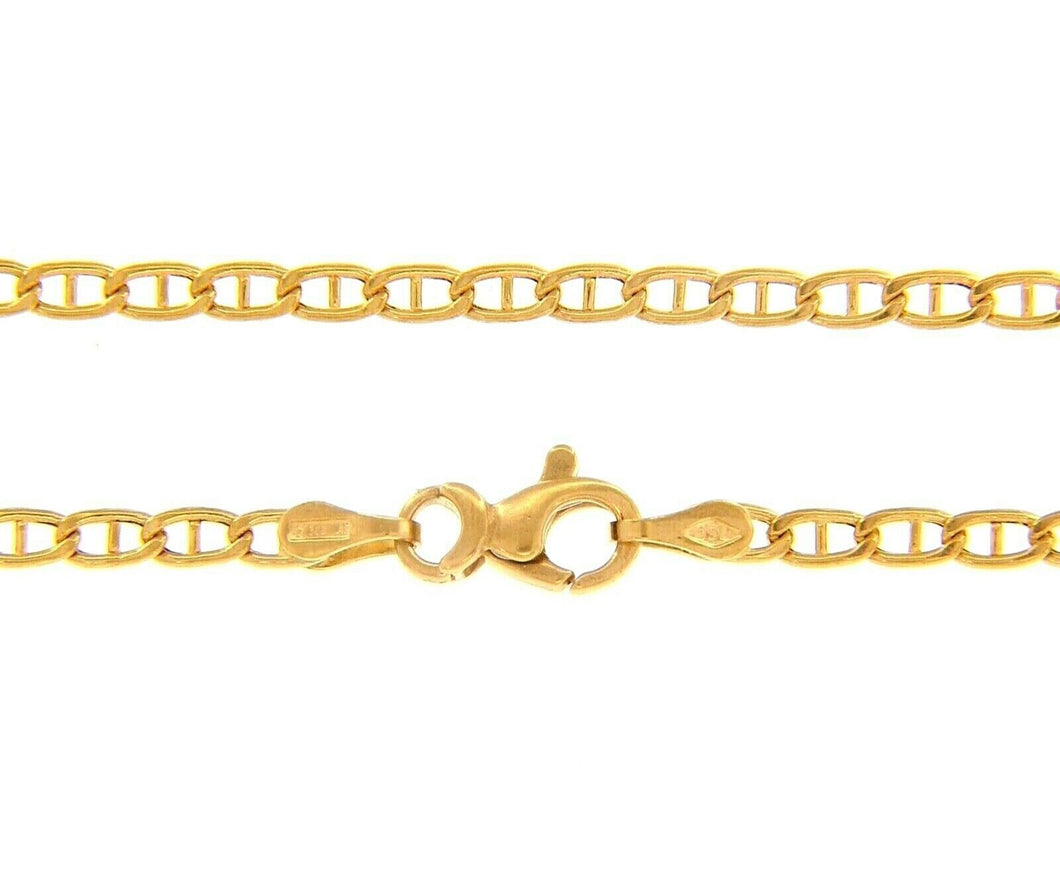 18K YELLOW GOLD CHAIN FLAT BOAT MARINER OVAL NAUTICAL LINK 2.5mm, 45 cm, 18