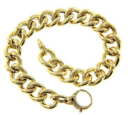18K YELLOW GOLD BRACELET TUBULAR ROUNDED 10x12mm GOURMETTE OVAL LINKS 20cm 7.9
