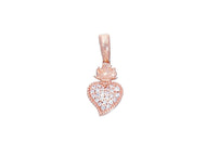 18K ROSE GOLD SMALL 12mm SACRED HEART OF JESUS PENDANT ZIRCONIA.