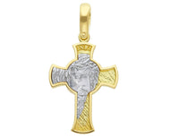 SOLID 18K YELLOW WHITE GOLD CROSS BIG 3cm 1.2