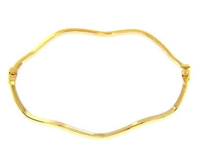 18K YELLOW GOLD BRACELET ONDULATE BANGLE 2mm SQUARE TUBE, SMOOTH, SAFETY CLOSURE.