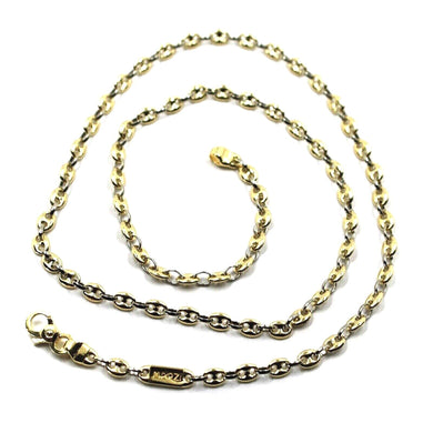 SOLID 18K YELLOW WHITE GOLD MARINER NAUTICAL CHAIN OVAL 3.8mm 24