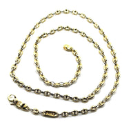 SOLID 18K YELLOW WHITE GOLD MARINER NAUTICAL CHAIN OVAL 3.8mm 24