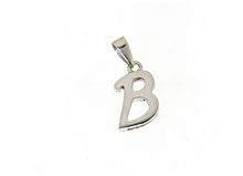 Load image into Gallery viewer, 18k white gold luster pendant with initial b letter b made in Italy 0.71 inches
