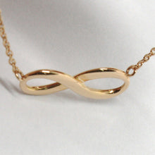 Load image into Gallery viewer, 18k rose gold necklace infinity infinite, rolo chain, 17.7 inches made in Italy.
