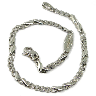 18k white gold bracelet, alternate infinite & circle bone links, made in Italy.